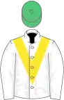 White, yellow 'v', yellow cap