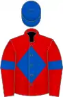Red, royal blue diamond, armlets and cap