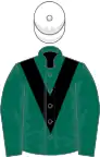 Dark green, black chevron, white cap