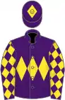 Purple, yellow triple diamond, diamonds on sleeves, purple cap, yellow diamond