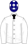 White, dark blue cap, white spots