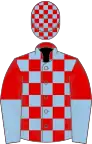 Red and light blue check, halved sleeves