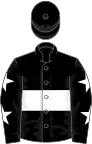 Black, white hoop, black sleeves, white stars