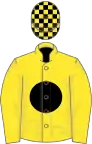 Yellow, black disc, check cap