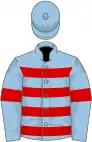Light blue, red hoops and armlets