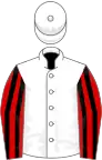White, red and black striped sleeves