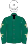 Dark green, dark green, beige stars sleeves, white cap