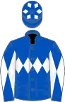 Royal Blue, White triple diamond, diabolo on sleeves and diamonds on cap