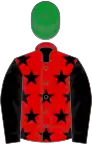 Red, black stars and sleeves, green cap