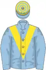 Light blue, yellow chevron, hooped cap