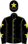 Black, yellow seams, black sleeves, yellow stars, black cap, yellow star