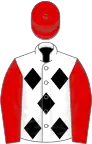 White, five black diamonds, red sleeves and cap