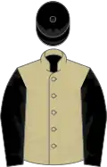 Beige, black sleeves and cap