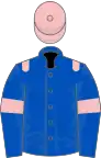 ROYAL BLUE, pink epaulettes and armlet, pink cap