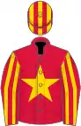 Crimson, gold star, striped sleeves and cap