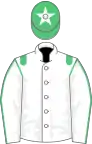 White, emerald green epaulets, white sleeves, emerald green seams, emerald green cap, white star
