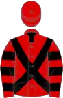 Red, black cross-belts, hooped sleeves