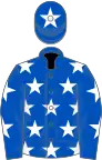 Royal blue, white stars, royal blue cap, white star