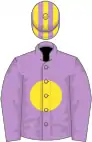 Mauve, yellow disc, striped cap