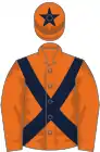Orange, dark blue cross belts and star on cap