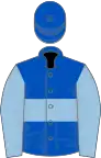 ROYAL BLUE, light blue hoop, light blue sleeves, royal blue cap