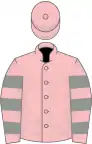 Pink, grey hooped sleeves, pink cap