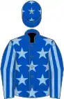 Royal Blue, Light Blue stars, striped sleeves