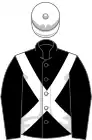 Black, White cross belts, White cap