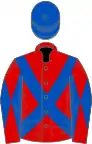 Red, royal blue cross belts, diabolo on sleeves, royal blue cap