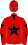 RED, black star and stars on sleeves, red cap, black stars
