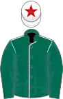 Dark green, white seams, dark green sleeves, white cap, red star