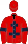 Red, dark blue cross of lorraine and armlets
