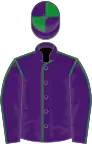 Purple, green seams, quartered cap