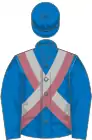 French blue, old rose and silver cross-belts