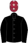 Black, maroon cap, white stars