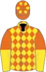Orange and yellow diamonds, halved sleeves