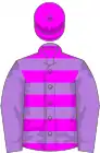Lavender, fuchsia cap and hoops on body