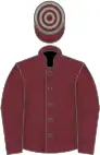 Wine, French grey hoops on cap