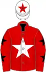 Red, white star, red sleeves, black stars, white cap, red star
