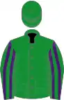 Green, purple striped sleeves