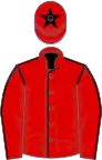 Red, black seams, black star on cap