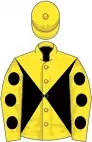 Yellow and Black diabolo, Yellow sleeves, Black spots, Yellow cap
