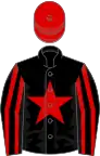 Black, red star, striped sleeves, red cap