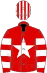 Red, white star, hooped sleeves, striped cap