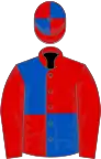 Red and Royal Blue (quartered), red sleeves, Quartered cap