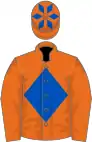 Orange, royal blue diamond, royal blue diamonds on cap