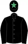 BLACK, black cap, emerald green star