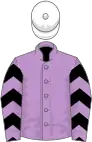 Mauve, black chevrons on sleeves, white cap