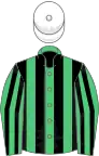 Emerald Green and Black stripes, White cap