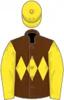 Brown, yellow triple diamond, sleeves and cap